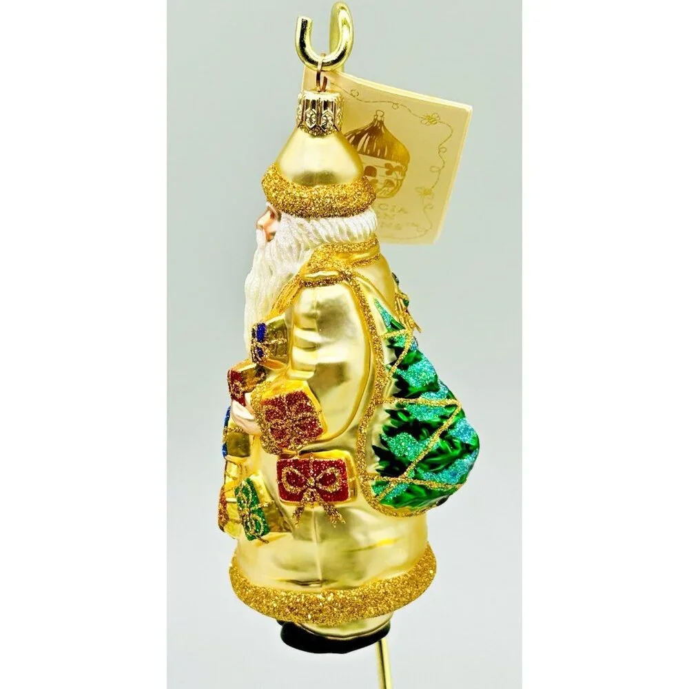 Patricia Breen Portobello Road Santa Claus Gold Presents Christmas Tree Ornament